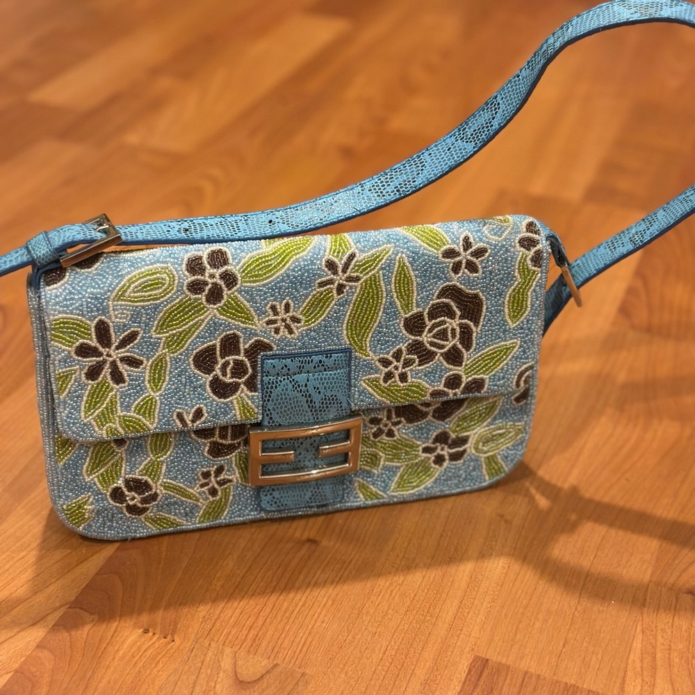 Floral Blue Designer Shoulder Bag